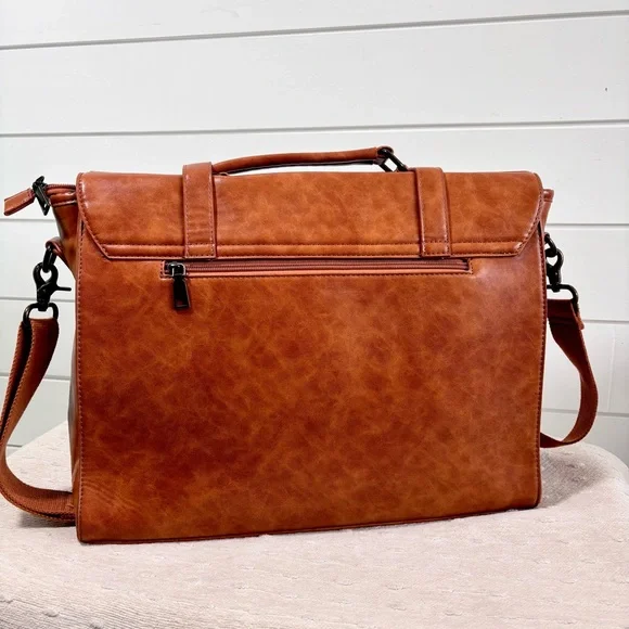 Leather Messenger Bag Vintage 15.6 Inch Laptop Briefcase Satchel Shoulder Bag - Picture 13 of 16